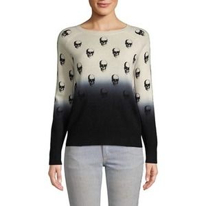 Skull Cashmere Dip Dye Skull-Print Sweater Size Small
